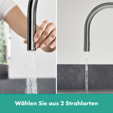 hansgrohe Talis M54 Einhebel-Küchenmischer 210, Ausziehbrause, 2jet, Brushed Black Chrome