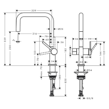 hansgrohe Talis M54 Einhebel-Küchenmischer U 220, Geräteabsperrventil, 1jet, Edelstahl Finish