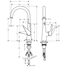 hansgrohe Talis M51 Einhebel-Küchenmischer 260, Niederdruck/offene Warmwasserbereiter, 1jet, Chrom