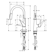hansgrohe Talis M51 Einhebel-Küchenmischer 200, Ausziehbrause, 2jet, Edelstahl Finish