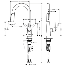 hansgrohe Talis M51 Einhebel-Küchenmischer 160, Ausziehbrause, 2jet, Chrom