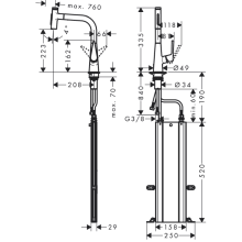 hansgrohe Talis Select M51 Einhebel-Küchenmischer 220, Ausziehbrause, 2jet, Chrom