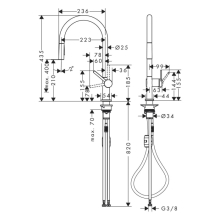 hansgrohe Talis M54 Einhebel-Küchenmischer 210, EcoSmart, Ausziehbrause, 2jet, Mattschwarz