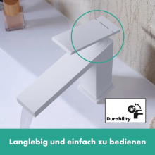 hansgrohe Tecturis E Einhebel-Waschtischmischer 110 EcoSmart+ ohne Ablaufgarnitur, Mattweiß