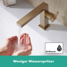 hansgrohe Tecturis E Einhebel-Waschtischmischer 110 Fine CoolStart EcoSmart+ mit Zugstangen-Ablaufgarnitur, Brushed Bronze