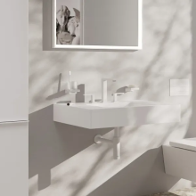 hansgrohe Tecturis E 3-Loch Waschtischarmatur 150 EcoSmart+ mit Push-Open Ablaufgarnitur, Mattweiß