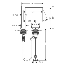 hansgrohe Tecturis E 2-Loch Waschtischmischer 150 CoolStart EcoSmart+ mit Ablaufgarnitur, Mattschwarz
