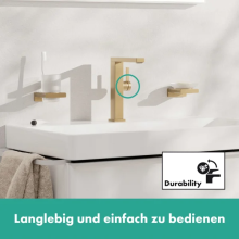 hansgrohe Tecturis E Einhebel-Waschtischmischer 210 Fine CoolStart EcoSmart+ mit Schwenkauslauf und Push-Open Ablaufgarnitur, Brushed Bronze
