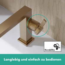 hansgrohe Tecturis E Einhebel-Waschtischmischer 210 Fine CoolStart mit Schwenkauslauf und Push-Open Ablaufgarnitur, Brushed Bronze
