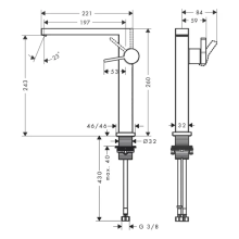 hansgrohe Tecturis E Einhebel-Waschtischmischer 240 Fine CoolStart EcoSmart+ für Aufsatzwaschtische mit Push-Open Ablaufgarnitur, Brushed Bronze