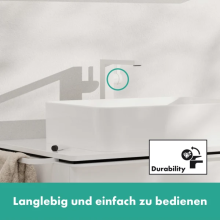 hansgrohe Tecturis E Einhebel-Waschtischmischer 240 Fine CoolStart EcoSmart+ für Aufsatzwaschtische ohne Ablaufgarnitur, Mattweiß