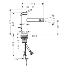 hansgrohe Tecturis S Einhebel-Bidetmischer mit Zugstangen-Ablaufgarnitur, Chrom