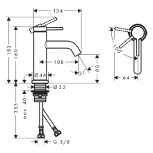 hansgrohe Tecturis S Einhebel-Waschtischmischer 80 CoolStart EcoSmart+ ohne Ablaufgarnitur, Brushed Bronze