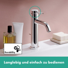hansgrohe Tecturis S Einhebel-Waschtischmischer 110 EcoSmart+ mit Zugstangen-Ablaufgarnitur, Chrom