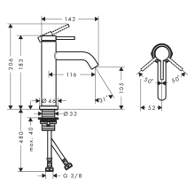 hansgrohe Tecturis S Einhebel-Waschtischmischer 110 EcoSmart+ ohne Ablaufgarnitur, Brushed Bronze
