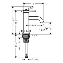 hansgrohe Tecturis S Standventil 80 mit Hebelgriff für Kaltwasser oder vorgemischtes Wasser ohne Ablaufgarnitur, Chrom