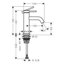 hansgrohe Tecturis S Standventil 80 mit Hebelgriff für Kaltwasser oder vorgemischtes Wasser ohne Ablaufgarnitur, Brushed Bronze