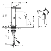 hansgrohe Tecturis S Einhebel-Waschtischmischer 110 CoolStart EcoSmart+ mit Zugstangen-Ablaufgarnitur, Brushed Bronze