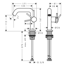 hansgrohe Tecturis S Einhebel-Waschtischmischer 110 Fine CoolStart EcoSmart+ ohne Ablaufgarnitur, Chrom