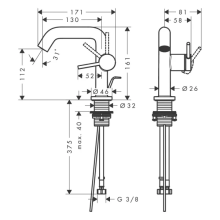 hansgrohe Tecturis S Einhebel-Waschtischmischer 110 Fine CoolStart EcoSmart+ mit Zugstangen-Ablaufgarnitur, Mattweiß