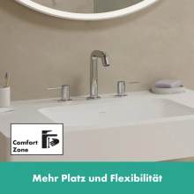 hansgrohe Tecturis S 3-Loch Waschtischarmatur 150 EcoSmart+ mit Push-Open Ablaufgarnitur, Chrom