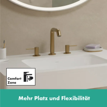 hansgrohe Tecturis S 3-Loch Waschtischarmatur 150 EcoSmart+ mit Push-Open Ablaufgarnitur, Brushed Bronze