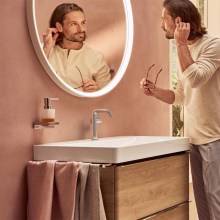 hansgrohe Tecturis S Einhebel-Waschtischmischer 150 Fine CoolStart EcoSmart+ mit Push-Open Ablaufgarnitur, Chrom