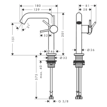 hansgrohe Tecturis S Einhebel-Waschtischmischer 150 Fine CoolStart EcoSmart+ ohne Ablaufgarnitur, Brushed Bronze