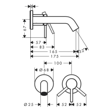 hansgrohe Tecturis S Einhebel-Waschtischmischer Unterputz für Wandmontage EcoSmart+ mit Auslauf 16,5 cm, Mattschwarz