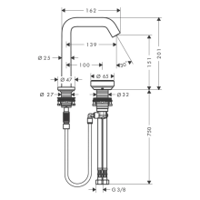hansgrohe Tecturis S 2-Loch Waschtischmischer 150 CoolStart EcoSmart+ mit Ablaufgarnitur, Brushed Bronze