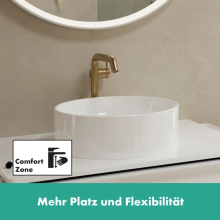 hansgrohe Tecturis S Einhebel-Waschtischmischer 240 Fine CoolStart EcoSmart+ für Aufsatzwaschtische mit Push-Open Ablaufgarnitur, Brushed Bronze