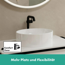 hansgrohe Tecturis S Einhebel-Waschtischmischer 240 Fine CoolStart EcoSmart+ für Aufsatzwaschtische mit Push-Open Ablaufgarnitur, Mattschwarz
