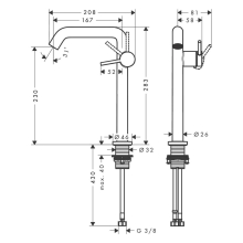 hansgrohe Tecturis S Einhebel-Waschtischmischer 240 Fine CoolStart EcoSmart+ für Aufsatzwaschtische ohne Ablaufgarnitur, Chrom