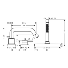 hansgrohe Tecturis S 3-Loch Einhebel-Wannenrandmischer mit sBox, Chrom