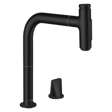hansgrohe Metris Select M71 2-Loch Einhebel-Küchenmischer 200, Ausziehbrause, 2jet, sBox, Mattschwarz