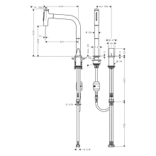 hansgrohe Metris Select M71 2-Loch Einhebel-Küchenmischer 200, Ausziehbrause, 2jet, Edelstahl Finish