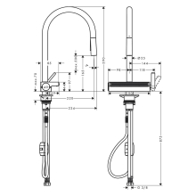hansgrohe Aquno Select M81 Einhebel-Küchenmischer 170, Ausziehbrause, 3jet, Edelstahl Finish