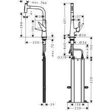 hansgrohe Talis Select M51 Einhebel-Küchenmischer 300, Ausziehbrause, 2jet, sBox, Chrom