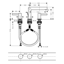 hansgrohe Zesis S 3-Loch Waschtischarmatur 100 mit Zugstangen-Ablaufgarnitur, Chrom