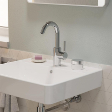 hansgrohe Zesis S Einhebel-Waschtischmischer 210 CoolStart mit Schwenkauslauf und Push-Open Ablaufgarnitur, Chrom