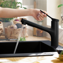 hansgrohe Zesis M33 Einhebel-Küchenmischer, 150, Ausziehbrause, 2jet, Mattschwarz
