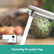 hansgrohe Zesis M33 Einhebel-Küchenmischer 150, Niederdruck/offene Warmwasserbereiter, 1jet, Chrom