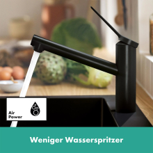 hansgrohe Zesis M33 Einhebel-Küchenmischer 150, Niederdruck/offene Warmwasserbereiter, 1jet, Mattschwarz