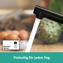 hansgrohe Zesis M33 Einhebel-Küchenmischer 150, Niederdruck/offene Warmwasserbereiter, 1jet, Mattschwarz