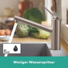 hansgrohe Zesis M33 Einhebel-Küchenmischer 150, Niederdruck/offene Warmwasserbereiter, 1jet, Edelstahl Finish