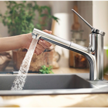 hansgrohe Zesis M33 Einhebel-Küchenmischer 150, Metall Ausziehbrause, 2jet, sBox, Chrom