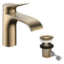 hansgrohe Vivenis Einhebel-Waschtischmischer 80 CoolStart mit Zugstangen-Ablaufgarnitur, Brushed Bronze