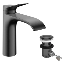 hansgrohe Vivenis Einhebel-Waschtischmischer 110 CoolStart mit Zugstangen-Ablaufgarnitur, Brushed Black Chrome