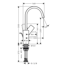 hansgrohe Vivenis Einhebel-Waschtischmischer 210 mit Schwenkauslauf und Zugstangen-Ablaufgarnitur, Brushed Bronze