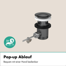 hansgrohe Vivenis 3-Loch Waschtischarmatur 90 mit Zugstangen-Ablaufgarnitur, Brushed Black Chrome